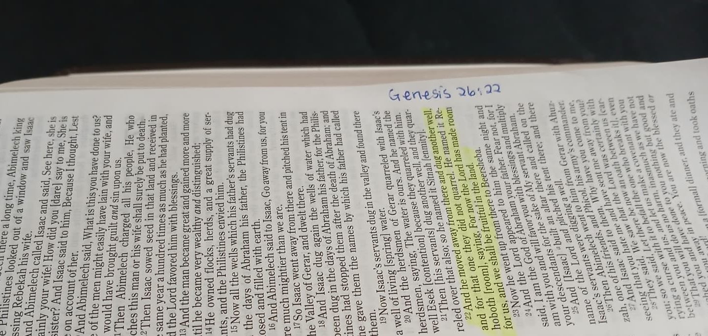 Our Foundation Scripture – Genesis 26:22, “The Lord has given us room and we will flourish in the land.”